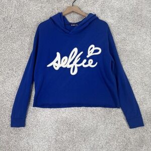 Juicy Couture Cropped Blue & White Selfie Hoodie Size‎ Large